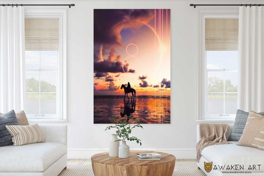 Surrealism Wall Art Decor Voyager Inspirational Wall Hanging Large Sunset Canvas Wall Art Prints | ''Voyager