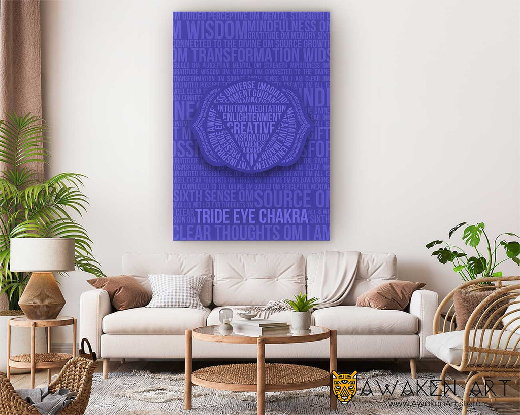 Third Eye Chakra Purple Spiritual Awakening Canvas Wall Art Meditation Inspirational Wall Art Home Decor | ''Third Eye Chakra'' by Clarise Urszula