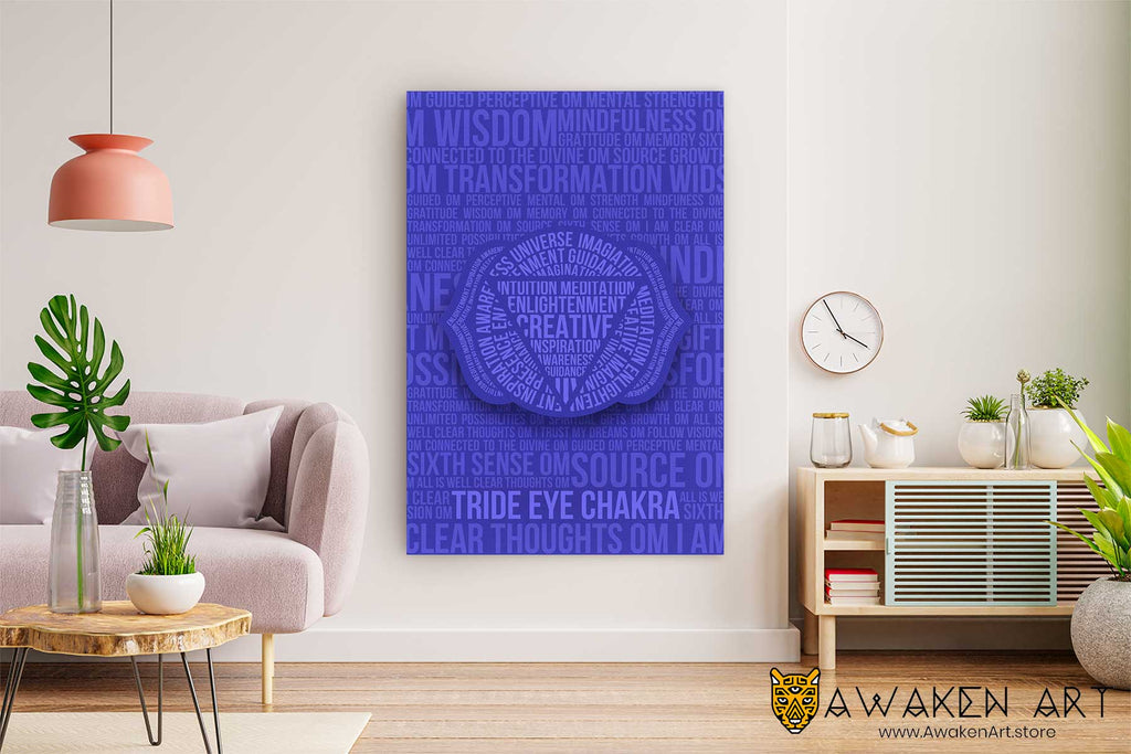 Third Eye Chakra Purple Spiritual Awakening Canvas Wall Art Meditation Inspirational Wall Art Home Decor | ''Third Eye Chakra'' by Clarise Urszula