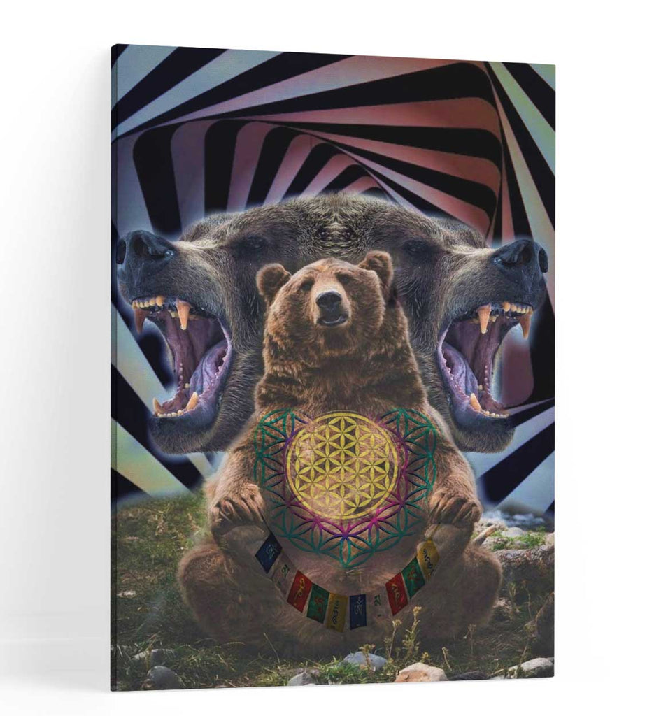 Trippy Sacred Geometry Bear Wild Animals Canvas Wall Art Wall Decor Wall Hanging Spiritual Awakening Art | Art by Zack Prestage