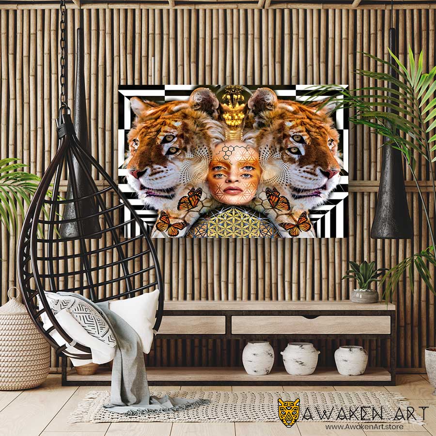 Unique Inspirational Canvas Wall Art Sacred Geometry Nature Animal Large Wall Art Hanging Canvas Wall Home Decor Art | Art by Zack Prestage