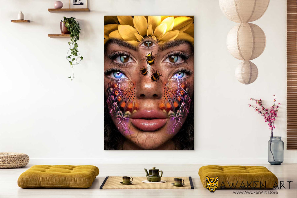 Unique Trippy Third Eye Psychedelic Canvas Wall Art Large Wall Hanging Home Decor Wall Spiritual Canvas Art | Art by Zack Prestage