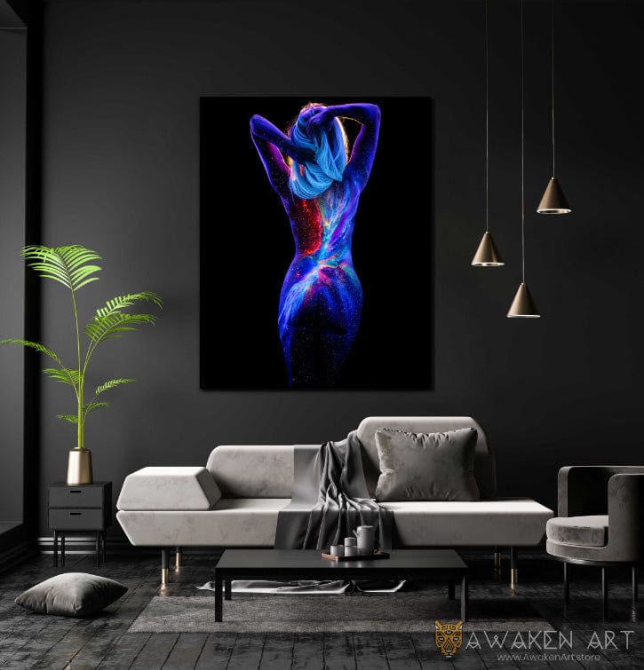 UV Body Painting Nebula SN-4a Inspirational Canvas Wall Art Large Canvas Wall Art Hanging Home Decor Wall Art | “Nebula SN-4a” by John Poppleton
