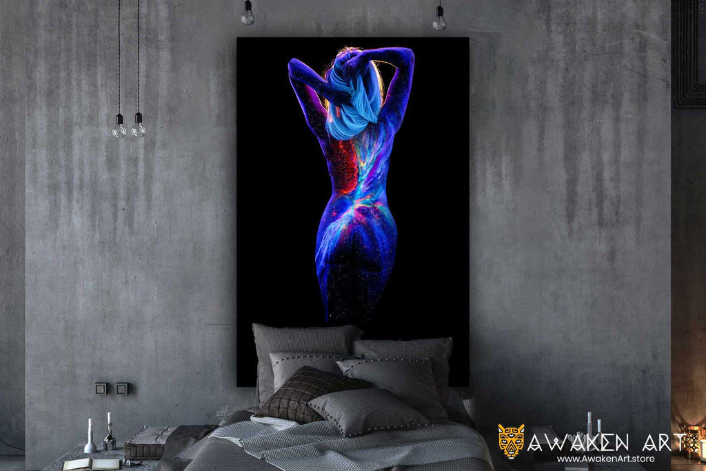 UV Body Painting Nebula SN-4a Inspirational Canvas Wall Art Large Canvas Wall Art Hanging Home Decor Wall Art | “Nebula SN-4a” by John Poppleton