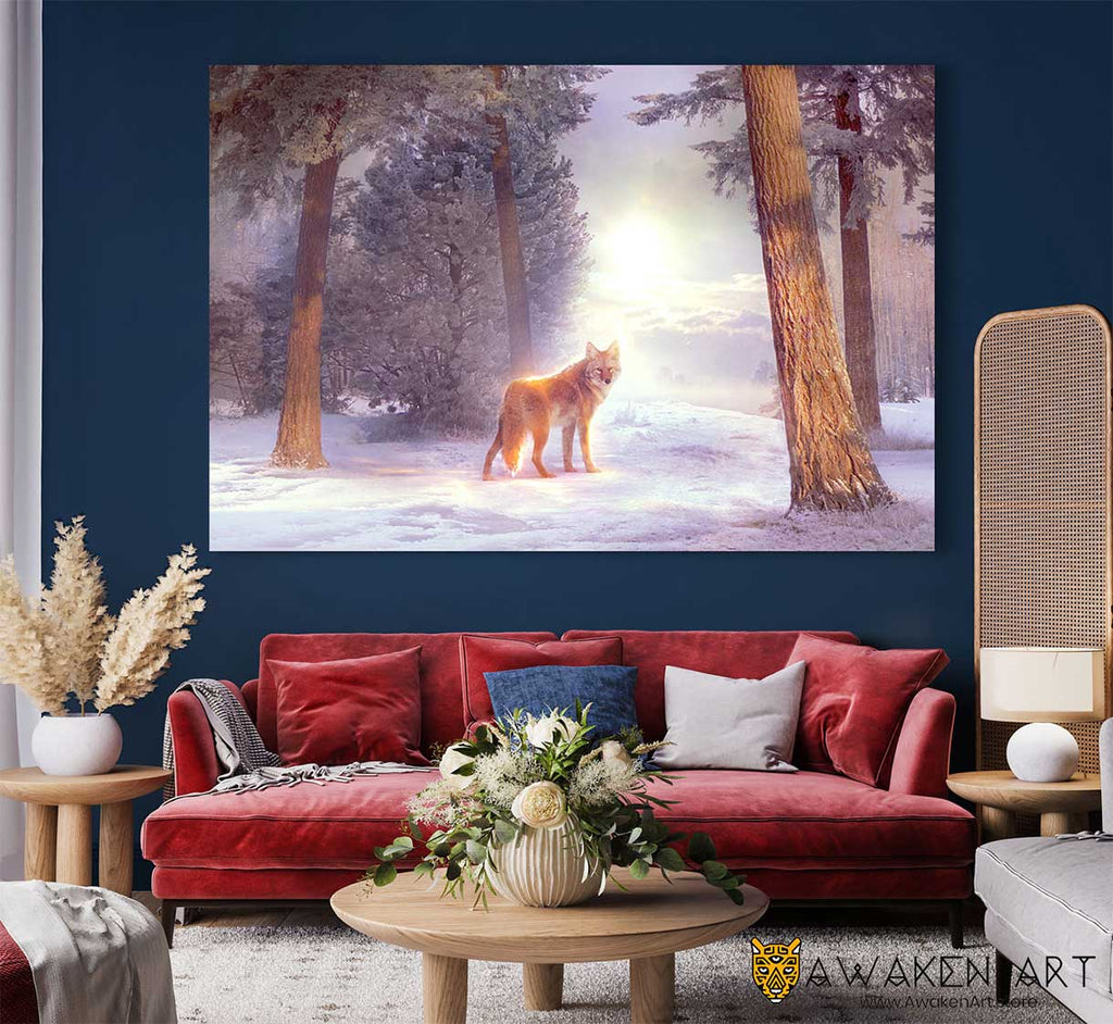 Winter Scene Inspirational Canvas Wall Art Fantasy Landscape Art Canvas Painting Wall Decor Wall Hanging | ''Winter Space'' by Elena Dudina