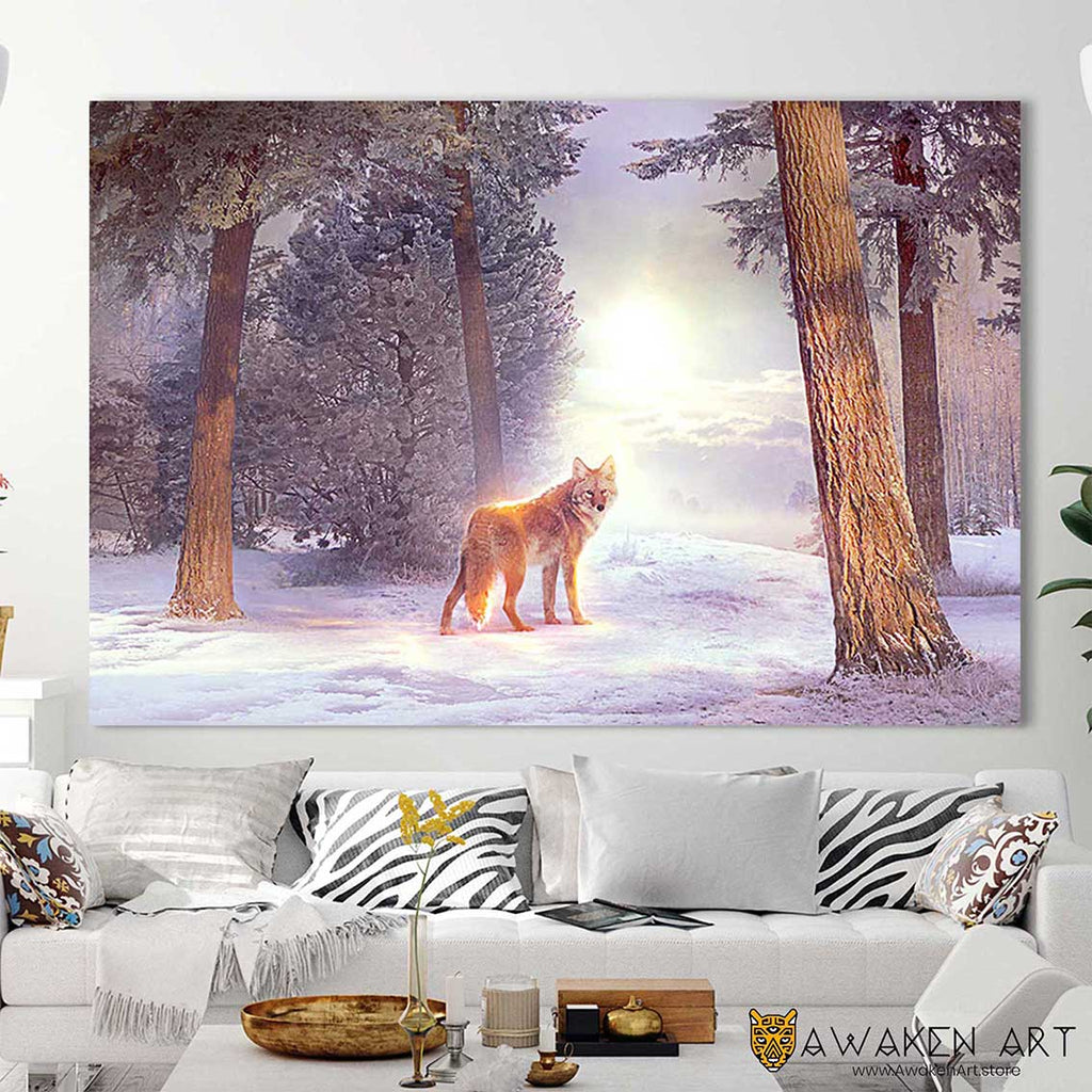 Winter Scene Inspirational Canvas Wall Art Fantasy Landscape Art Canvas Painting Wall Decor Wall Hanging | ''Winter Space'' by Elena Dudina